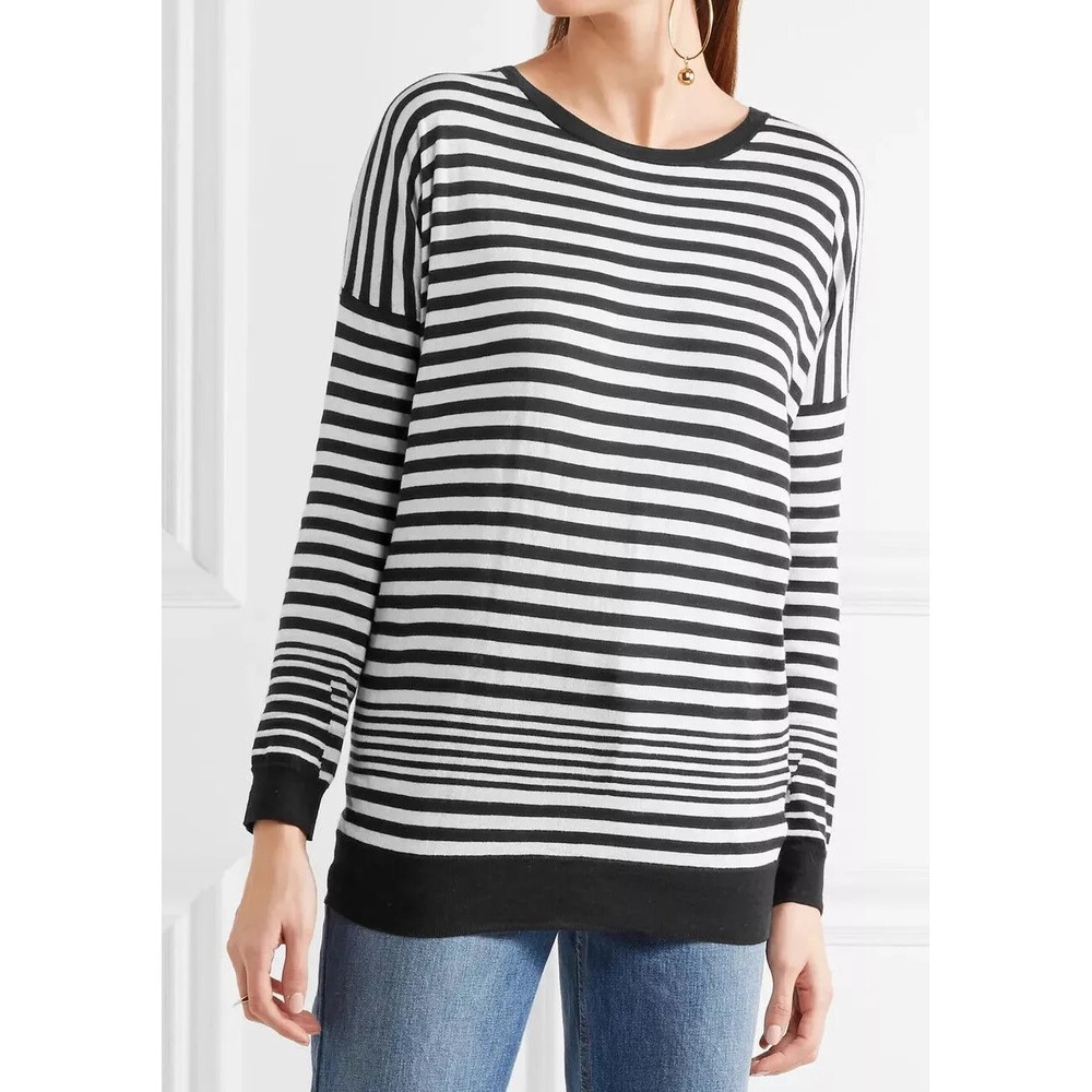 Vince Oversized Striped Crewneck Sweater Cotton Silk Cashmere NWT Size S $245 - Picture 6 of 16